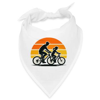 Familien Radtour im Retro Sonnenuntergang Stil - Bandana - Weiß - Vorne
