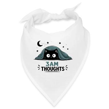  3AM Thoughts Lustige Schwarze Katze Unter Decke - Bandana - Weiß - Vorne