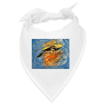 Blauer Farbwirbel im Orange - Bandana - Weiß - Vorne