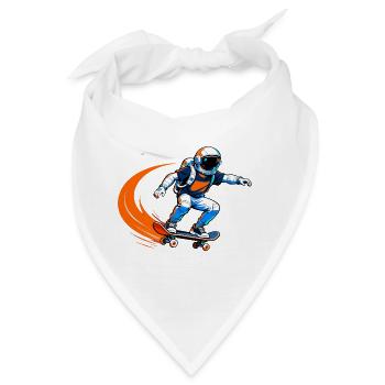 Astronaut Skateboard im Weltraum - Bandana - Weiß - Vorne