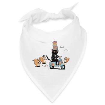 Donutkrone Katzenscooter lustiges Katzen Motiv - Bandana - Weiß - Vorne