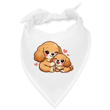Die Hundemutter kuschelt mit ihrem Welpen - Bandana - Weiß - Vorne