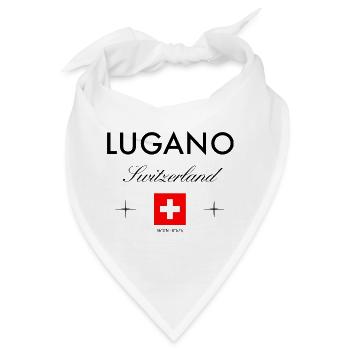 Lugano Schweiz Koordinaten Reise Souvenir - Bandana - Weiß - Vorne