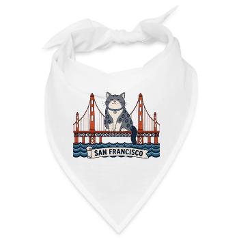 San Francisco Cat at golden Bridge USA Travel - Bandana - Weiß - Vorne