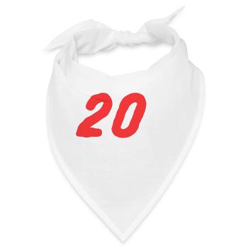 Nummer 20 fett in Rot - Bandana - Weiß - Vorne