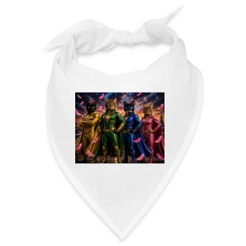 Superheldenkatzen mit Umhang - Bandana - Weiß - Vorne