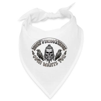 Viking Schädel mit Raben und Knoten - Bandana - Weiß - Vorne