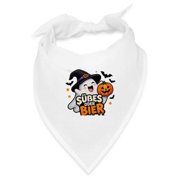 Süßes oder Bier – Lustiger Halloween Geist - Bandana - Weiß - Vorne