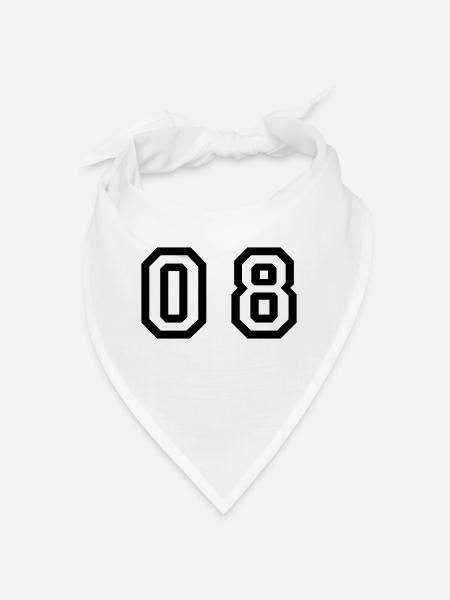 Nummer - 08 - null acht - Bandana - Weiß - Vorne