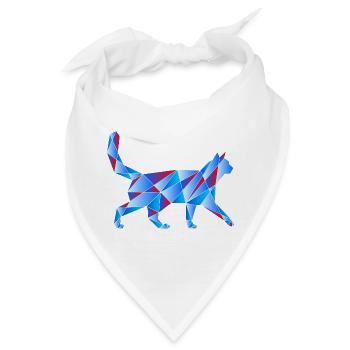 Blaue Katze - Bandana - Weiß - Vorne
