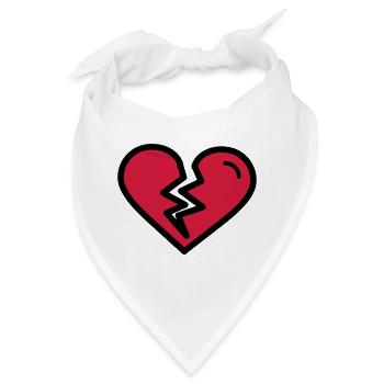 Gebrochenes Herz, Herzschmerzunglücklich verliebt - Bandana - Weiß - Vorne