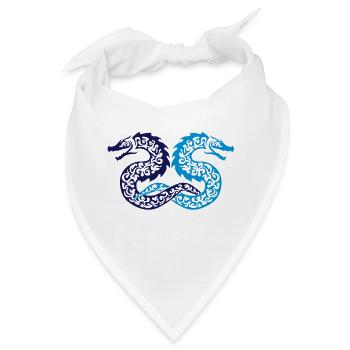 Twin Tribal Dragon - Bandana - Weiß - Vorne