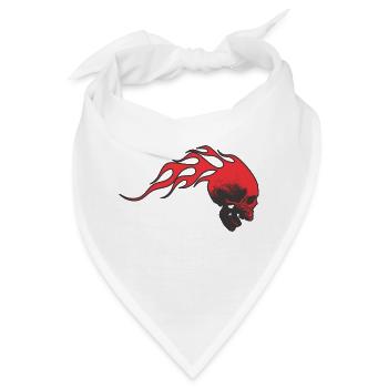 Schädel mit Flammen - Bandana - Weiß - Vorne