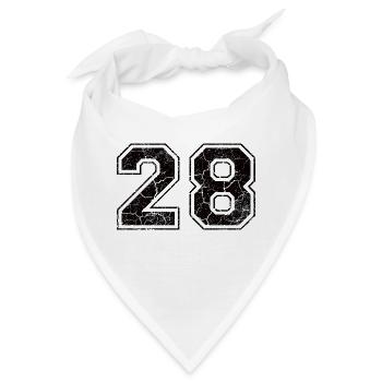 Zahl 28 im Used Look - Bandana - Weiß - Vorne
