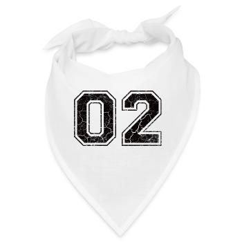 Zahl 02 im Vintage-Shabby-Chic - Bandana - Weiß - Vorne