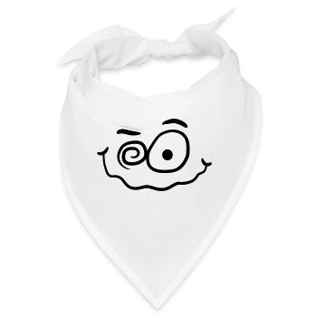 Verrücktes Lustiges Wahnsinniges Smiley Gesicht - Bandana - Weiß - Vorne