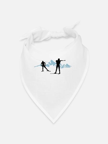 Biathlon - biathletes and mountains - Bandana - white - Front