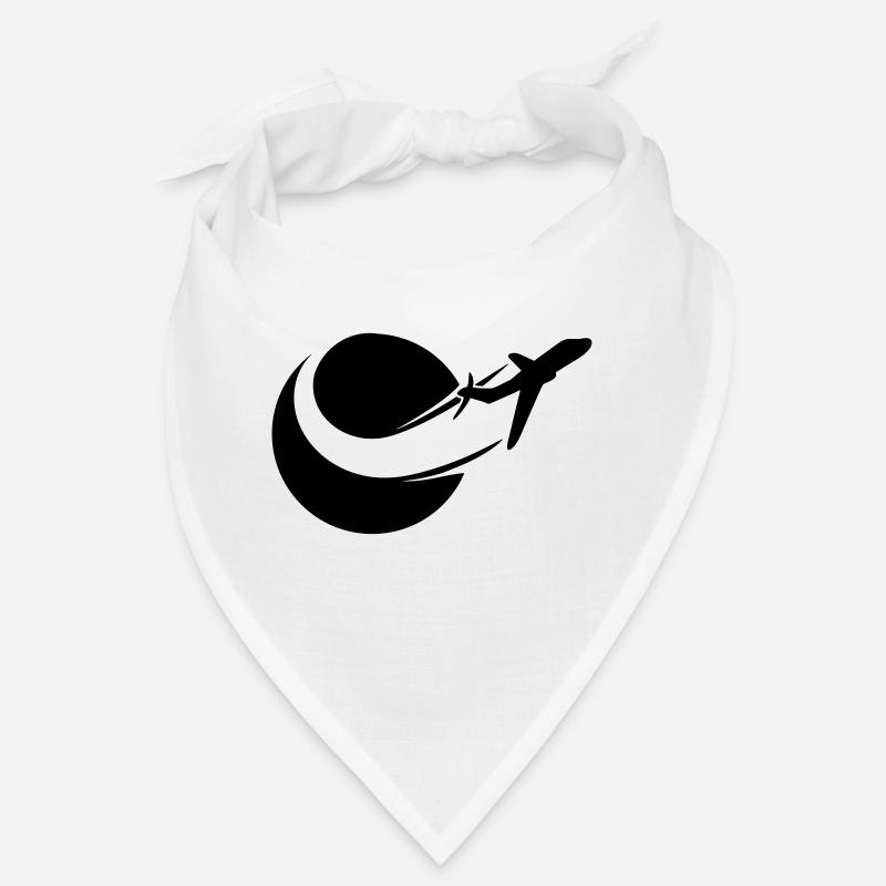logo circle round black line airplane plane fly pi Bandana