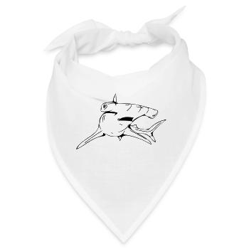 Gefährlich eleganter Hammerhai - Bandana - Weiß - Vorne