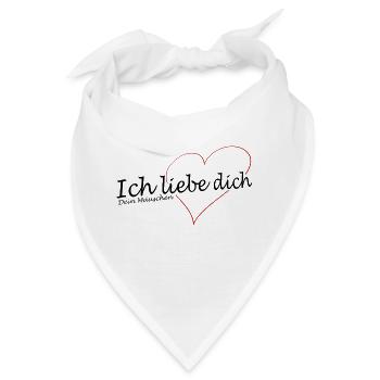 Ich liebe dich mit Herz und Kosename Mäuschen - Bandana - Weiß - Vorne