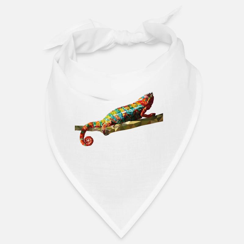 Chameleon Polygone design Reptile Idée cadeau - Bandana - blanc