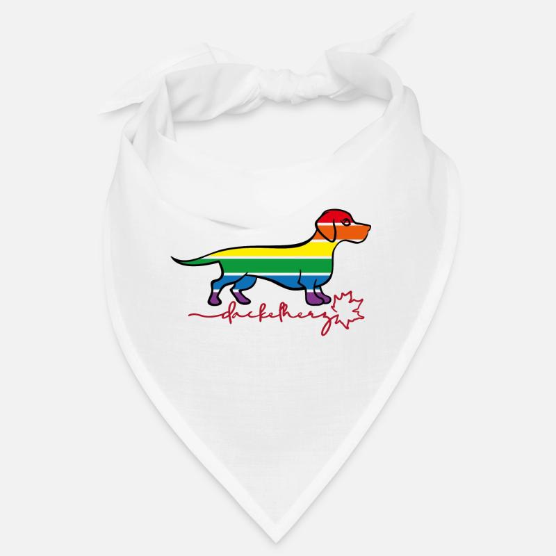 Dackelherz REGENBOGENFARBEN mit schwarzer Outline Bandana