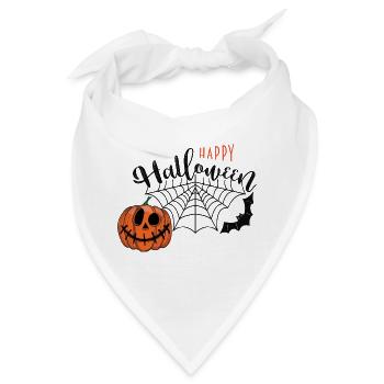 Halloween Kürbis mit Spinnennetz - Bandana - Weiß - Vorne