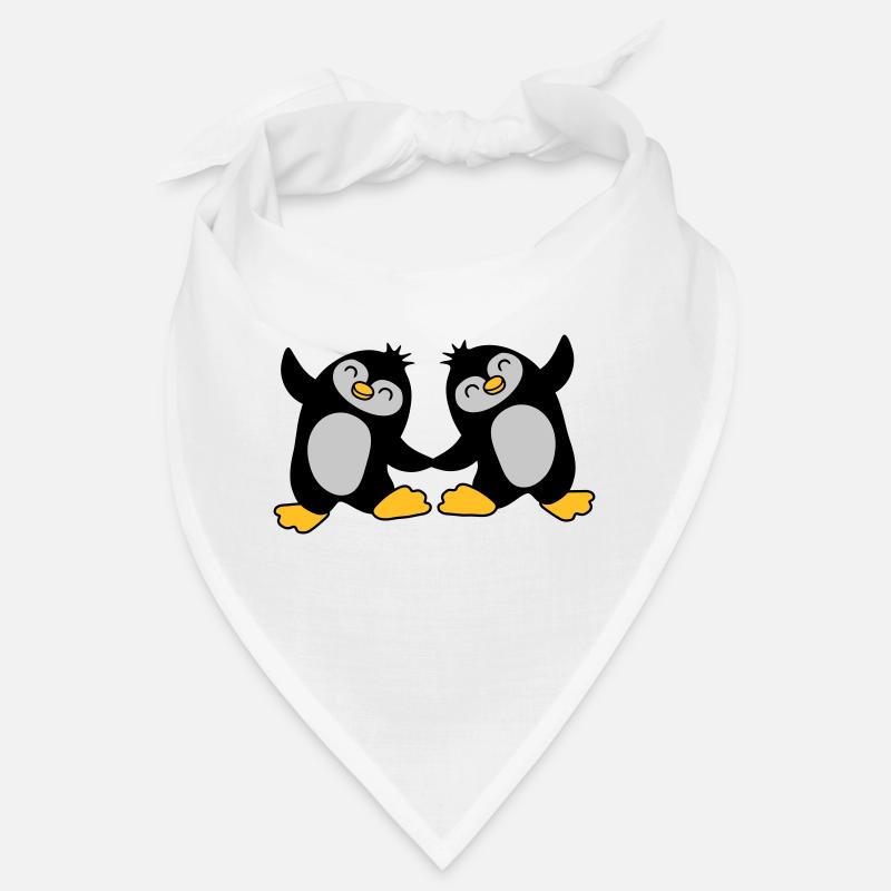 2 süße Pinguine tanzen - Bandana - Weiß