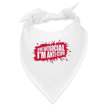 not antisocial anti stupid - Bandana - Weiß - Vorne