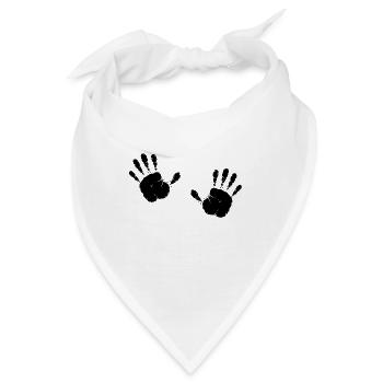 Schwarze Handabdrücke - Bandana - Weiß - Vorne
