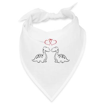 dinos verliebt - Bandana - Weiß - Vorne