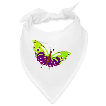Mehrfarbige Schmetterlingsillustration - Bandana - Weiß - Vorne