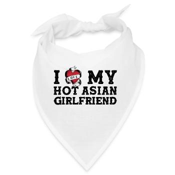 Ich liebe meine heiße asiatische Freundin - ich herze meine - Bandana - Weiß - Vorne