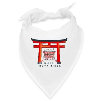 Kobe, Japan, Torii Schrein Ikuta- jinja, Zeichnung - Bandana - Weiß - Vorne