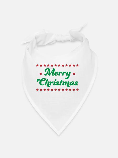 Merry Christmas Stars Green Red - Bandana - white
