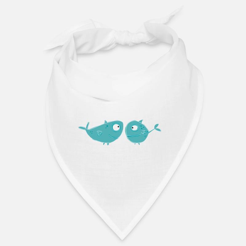 Poissons - Bandana - blanc