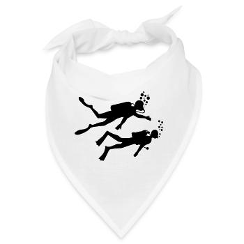 Zwei Unterwassertaucher - Bandana - Weiß - Vorne