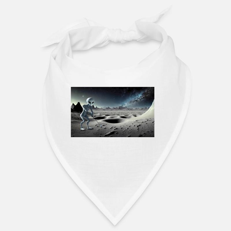 grey alien on the moon surface – playing golf Bandana
