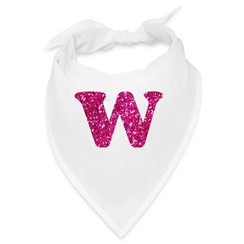 Glitzer rosa Buchstabe w - Bandana - Weiß - Vorne