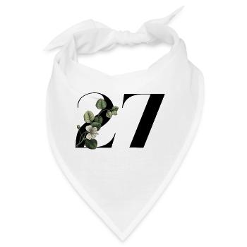 Nummer 27 Blumengrün -27. Blumengeburtstag - Bandana - Weiß - Vorne