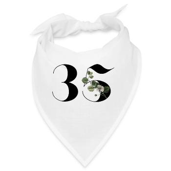 Nummer 35 Blumengrün - 35. Blumenjubiläum - Bandana - Weiß - Vorne