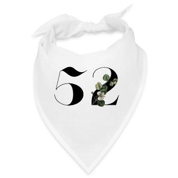 Nummer 52 Blumengrün - 52. Blumengeburtstag - Bandana - Weiß - Vorne