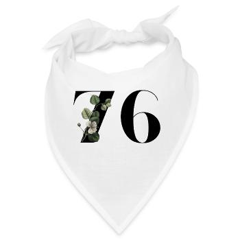 Nummer 76 Blumengrün - 76. Blumengeburtstag - Bandana - Weiß - Vorne