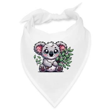 Der niedliche Koala mit einem Eukalyptus Strauß - Bandana - Weiß - Vorne