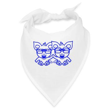 2 Nerd Katzen Freunde Hornbrille Geek Schlau Kopf - Bandana - Weiß - Vorne