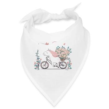 Enchanted Journey: Majestätisches Einhorn auf einem rosa Bicy - Bandana - Weiß - Vorne