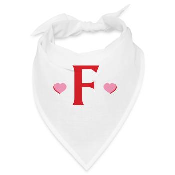 Buchstabe f rote Herzen - Bandana - Weiß - Vorne