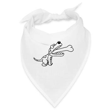 Hund Gierig Hungrig Großer Knochen Verschluckt - Bandana - Weiß - Vorne
