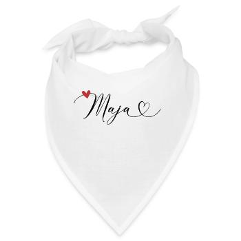 Maja Name Vorname Kalligrafieherz - Bandana - Weiß - Vorne