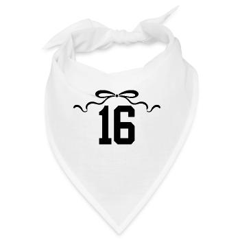 Nummer 16 Knoten - 16. Jahrestag - Bandana - Weiß - Vorne
